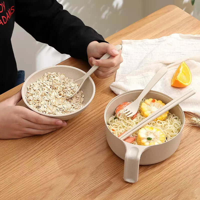 5Pcs Wheat Straw Anti-Hot Bowl Microwavable Bowl